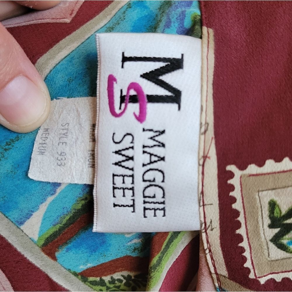 Maggie Sweet vintage retro button down light weight post card prin blazer. - Picture 3 of 12